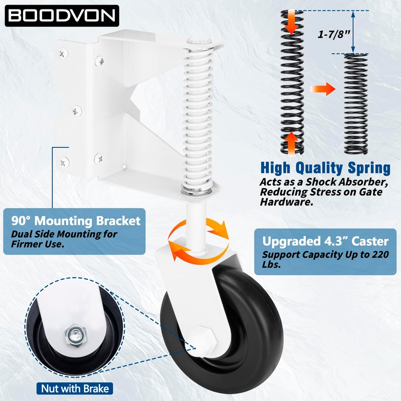 BOODVON Heavy Duty Gate Wheel, Gate Casters for Outdoor Wooden