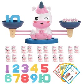 Juguetes Didacticos de Matemáticas para Niños, Juguetes de Balanza de Equilibrio de Unicornio, Montessori Material de Didáctico Preescolar para Niños, Juegos de Números para Niños, Juguetes Educativos