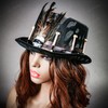 ILOVEMASKS Voodoo Low Top Hat with Skull and Feather -