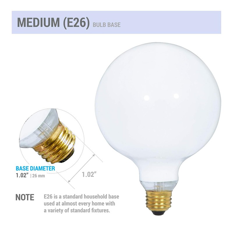 (4 Pack) G25 Incandescent Incandescent Light Bulb 2700K Soft Light,