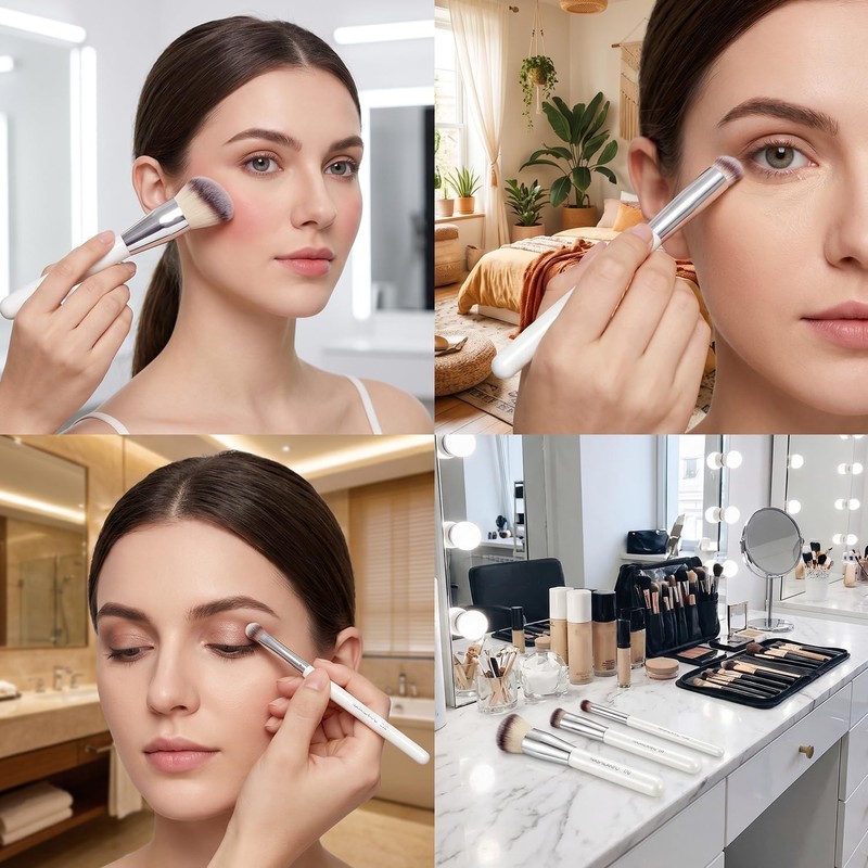 MOTIBACK 3 Piece Makeup Brush Set for Face and Eye