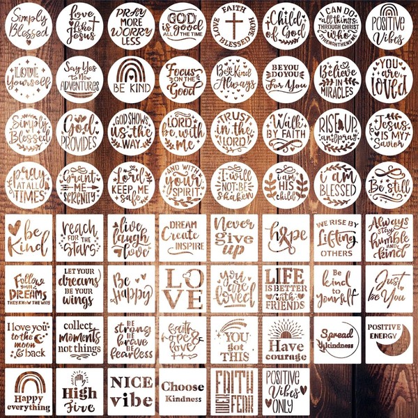 62 PCS Inspirational Word Stencils, 3 inch Motivational Stencils Reusable
