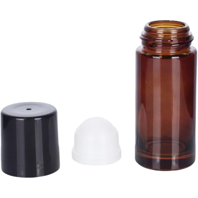 SquarezhenBo 2 Pcs 50ml Brown Essential Oil Roller Bottles,Glass Roller