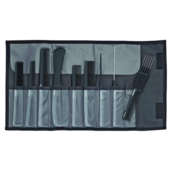 JAGUAR A-Line Black 9-Piece Comb Set with Storage Case