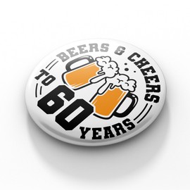 60th Birthday Pin, 2.3" Cheers to 60 Years Button Badge for Men & Women, Funny 60th Birthday Gifts for Women, Happy 60th Birthday Decorations for Men, Party Favors Keepsake