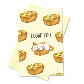 Arsagen Cat I Loaf You Card for Husband, Love You Valentine's Day Card, Cute Cat Anniversary Card for Cat Lover