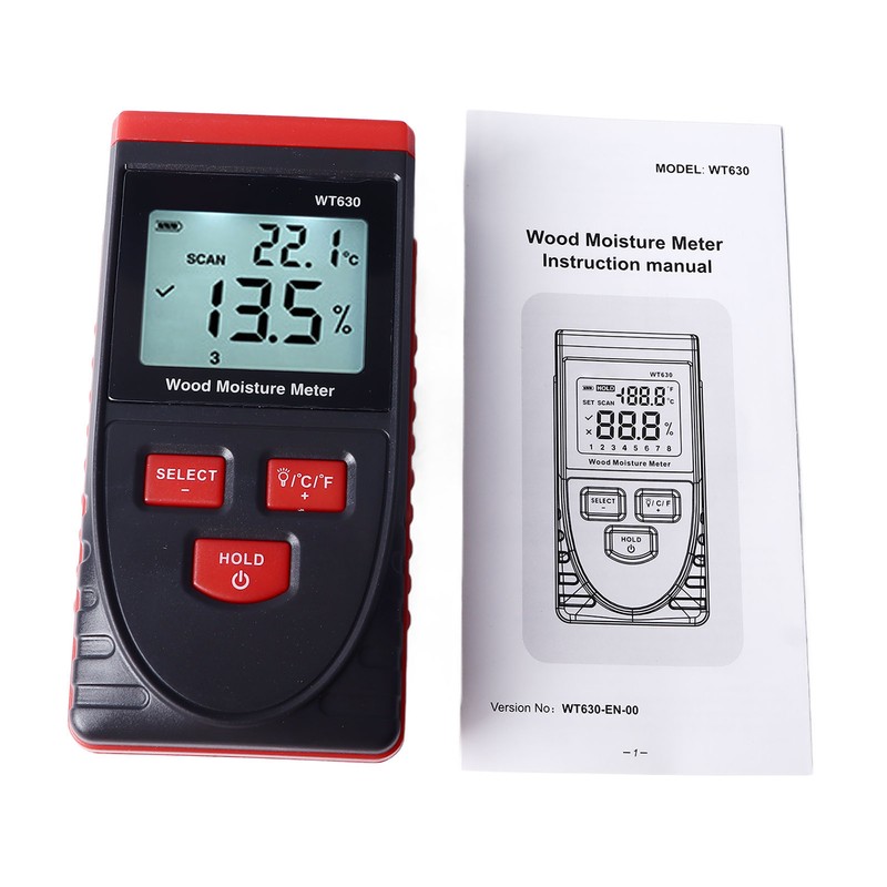 Wood Moisture Meter High Accuracy Non Destructive Backlit Display Wood