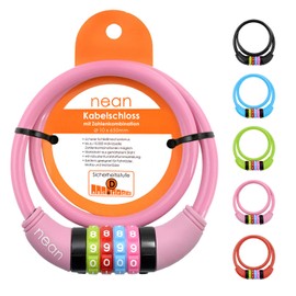 Nean children's-bicycle-cable-lock, number code combination lock in colourful design, 10 x 650 mm, 65cm