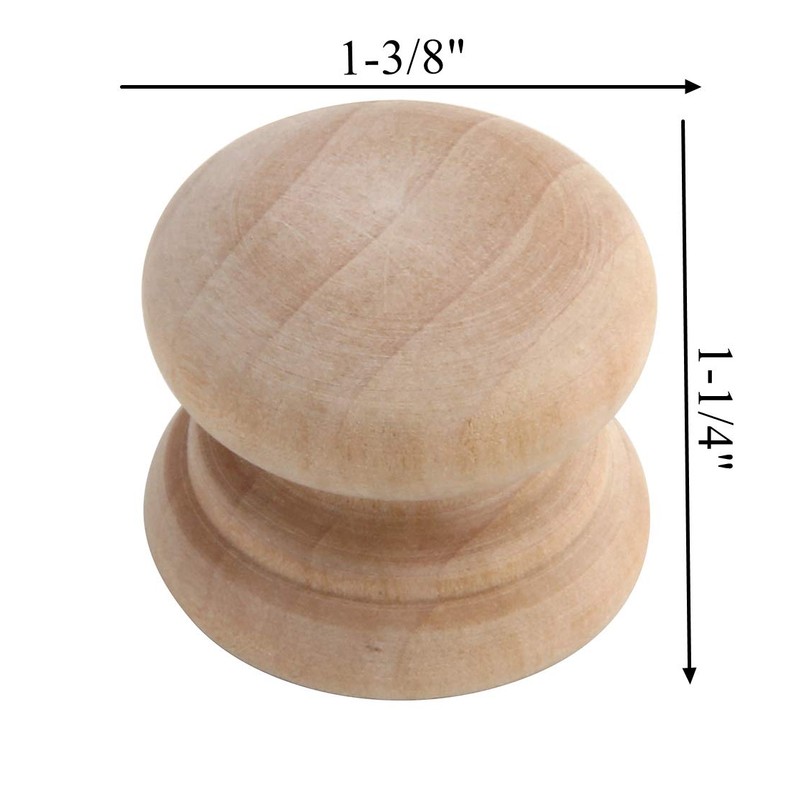 Silverline 6PCS Round Unfinished Wood Cabinet Knobs Pulls for Drawer