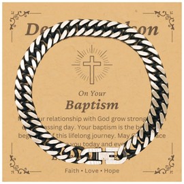 DARIN GIFT My Dear Grandson Cuban Link Bracelet Gifts For Grandson - Your Relationship With God Grow Stronger - Catholic Christian Baptism First Communion Confirmation Christmas Gifts