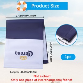 GORGECRAFT Beach Sling Chair Replacement Canvas Blue and White Stitching Deck Lounge Chair Fabric Reclining Sling Replacement for Sunbathing Garden Courtyard Beach Relaxation, 1115x438mm