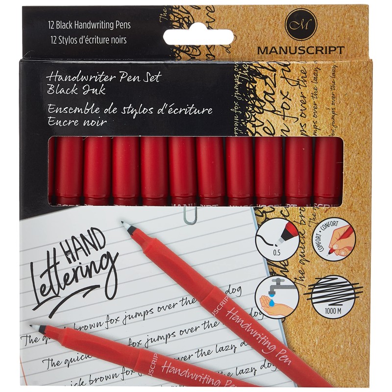 MANUSCRIPT Handwriting Pens Black - pack of 12 handwriters with