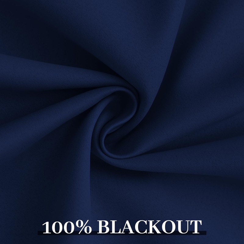 Yakamok Navy Blue 100% Blackout Curtains 84 Inches Long Thermal