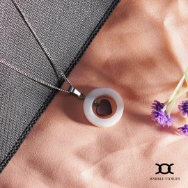 Marble Stories Marble Necklaces for Women, Trendy Long Necklaces for Women, Ring Necklace Jewelry, Heart Necklace for Couples, Western Jewelry Gifts for Her, One size, marble, No Gemstone