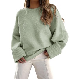 Jhsnjnr Jumpers for Women Oversized Chunky Long Sleeve Knit Pullover Warm Baggy Crew Neck Slouchy Sweater Green