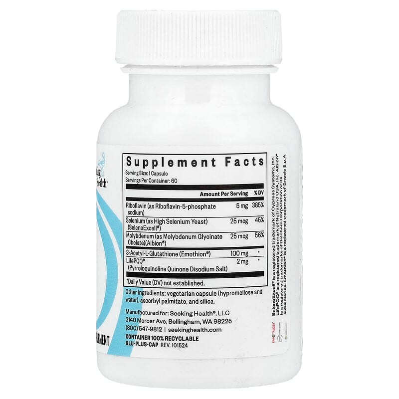 Seeking Health High-content S-Acetyl Glutathione Plus Whitening with CoFactors, 60