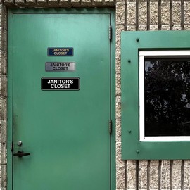 Signs ByLITA Standard JANITOR'S CLOSET Sign with Adhesive Tape (Blue) - Large 10 Pack