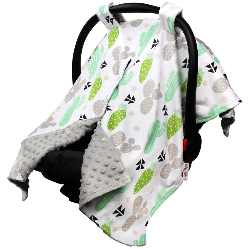 Car Seat Canopy Cover - Green Grey Cactus