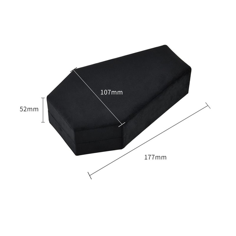 Laroal Mini Coffin Shaped Gothic Jewelry Box Plush Velvet Small