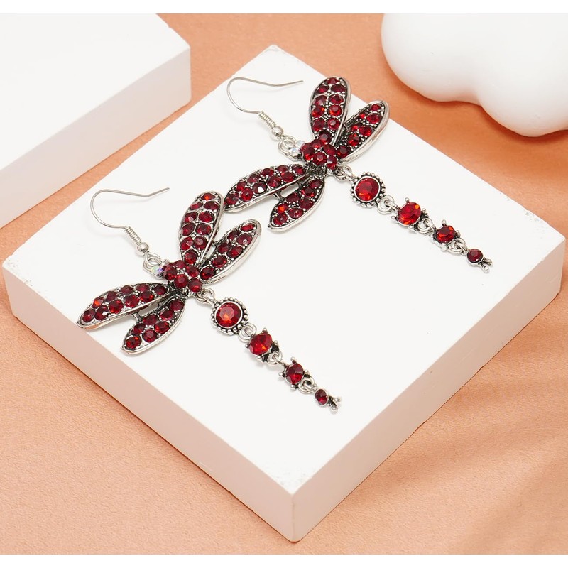Gleamart Dragonfly Earrings Boho Style Color Rhinestone Dangle Earrings for