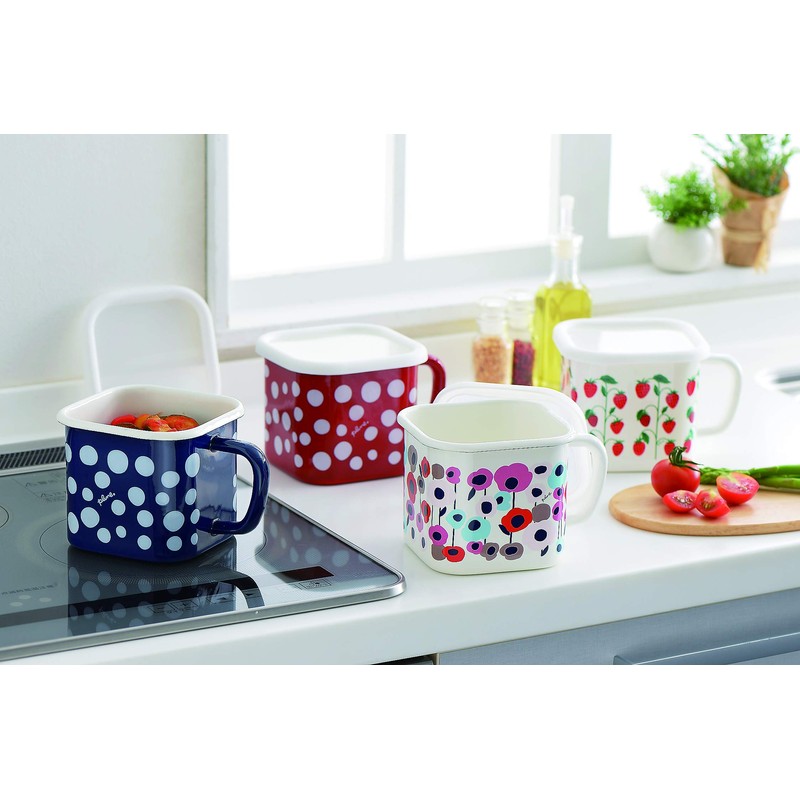 Plune. Multi-Square Pot, Enameled Monotone Dog, YJ-821, White, W 7.0