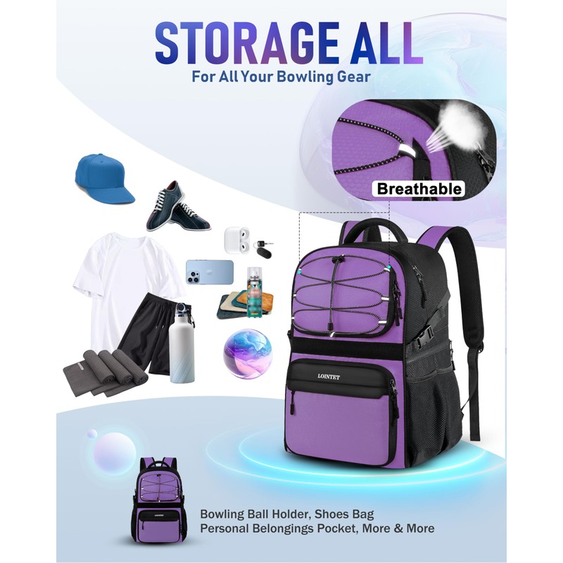 LOINTET Bowling Ball Bag, Single Bowlingball Backpack with Shoe Compartment