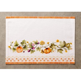 Maison d' Hermine Pumpkin Garden 100% Cotton Set of 4 Placemats for Dining Table Kitchen Wedding Everyday Use Dinner Parties Thanksgiving/Christmas (Cloudy Cream, 33cm x 48cm)