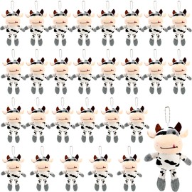 Conagel 28 Pcs Plush Cow Keychain Small Cute Farm Cow Keyring Mini Stuffed Animal Toys for Birthday Gift Party Favors Decor Backpack Handbag