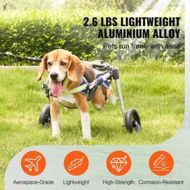 Happybuy 2-Wheel Dog Wheelchair for Back Legs, Lightweight & Adjustable Pet Cart for Injured, Disabled, Paralysis, Hind Limb Weakness, Size: XS