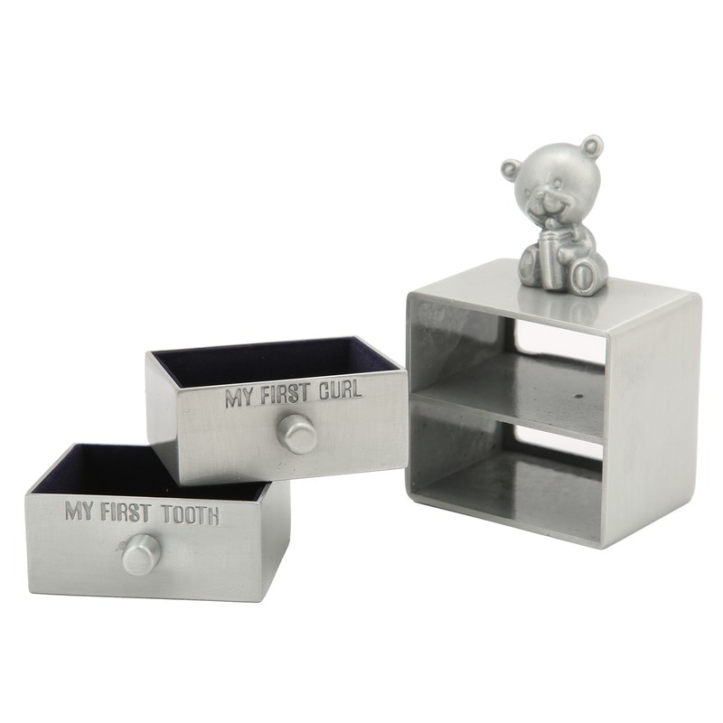 Tooth Box Metal Cute BearShape Storage Case with 2 Drawers