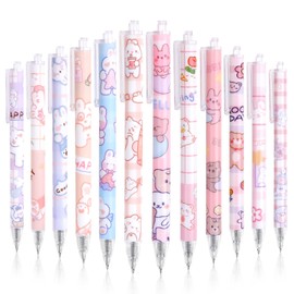 12Pcs Cute Pens, Kawaii Gel Pen for Girl, SHAIDOJIO 0.5mm Black Ink Kawaii Pens Retractable Fine Ballpoint Pen, School Supplies for Kids Back to School Office Supplies Gift