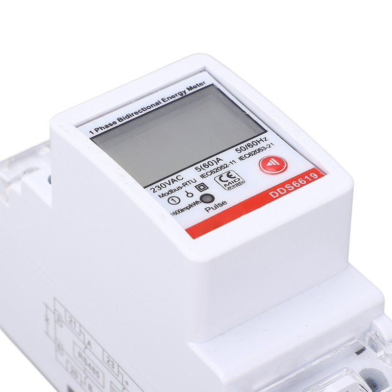 Single Phase Energy Meter Bidirectional Metering 2P DIN Rail Mount