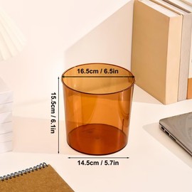 SEEK RARE Bathroom Trash Can 6.5 x 5.7 x 6.1 Inch Small Trash Can Plastic Wastebasket Large Capacity Orange Round Garbage Can for Bathroom Bedroom Office Kitchen Dorm Room (S)