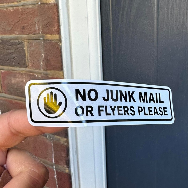 No Junk Mail Sticker for Letterbox Door or Window/Effective Deterrent