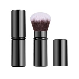 Xinpinzhou 2 Pieces Black Retractable Makeup Brush, Retractable Blush Blusher Face Powder Kabuki Foundation Brush for Cheeks