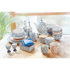 Bloomingville Kristina Retro Small Breakfast Plate Bread Plate Round Diameter 16 cm Blue Ceramic Set of 3