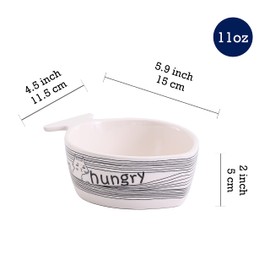 Bico Linear Cartoon Kitty Fish Shaped Ceramic Cat Bowl, for Cat and Kitten, Dishwasher Safe