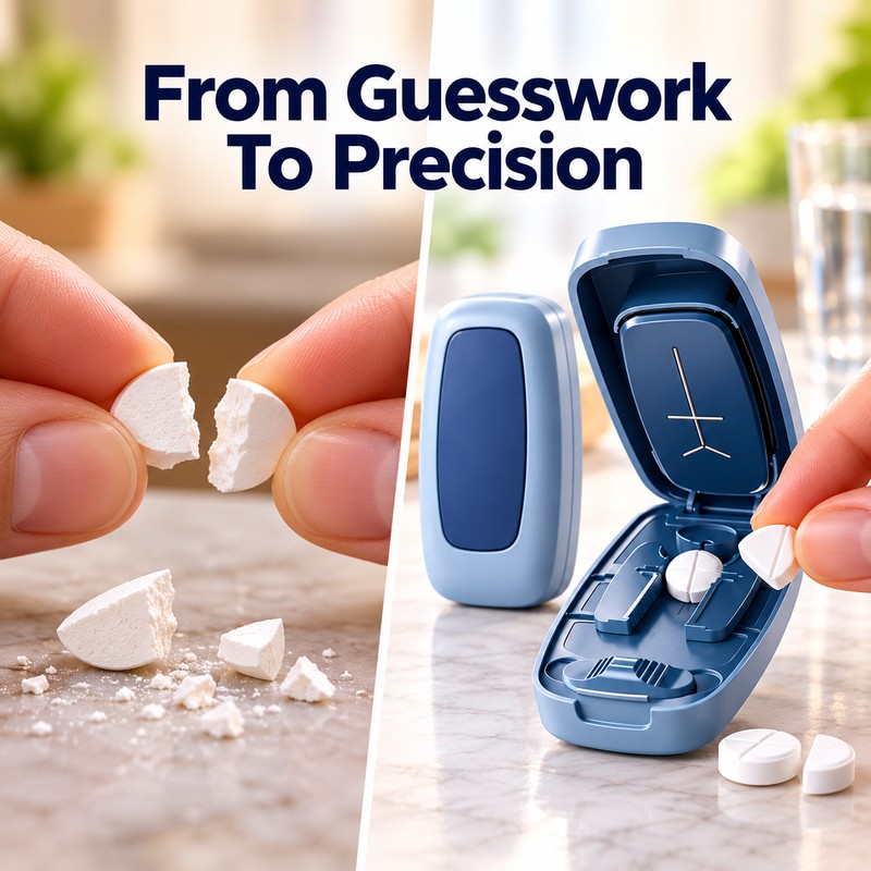 Portable Pill Splitter – Tablet Cutter for Half, Third &