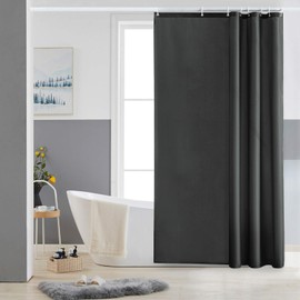 Furlinic RV Shower Curtain Liner 48x78 Dark Grey Polyester Fabric,Ultra Narrow Waterproof Liner with Heavy Weighted Hem Line,78" Floor Touch Design,8 Rustproof Hooks,Space Efficient,Odorless.