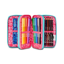 SJ GANG Pencil Case, Multicolor Pencil Case for Stationery, Pencil Case with Pens, Ballpoint Pens, & More, Kids, Girls & Boys, Primary School, 3 Compartments; Animals Pink/Sky Blue, Redwood, School &