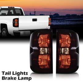 G-PLUS Tail Light Brake Lamp w/Wiring Harness Compatible with Chevy Silverado 2014-2019 Smoke Lens Rear 23295939 84019503 23295938