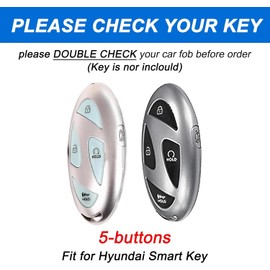 Key Fob Cover for Hyundai with Keychain, Soft TPU Key Case Shell for 2024 2023 Hyundai Ioniq 6 Grandeur GN7, KONA, Elanrtra, Santa Fe, Sonata, Tucson 2025 Smart Key Protector