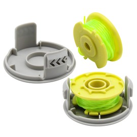 Homhelar AC80RL3 String Trimmer Replacement Spool Line Fits for Ryobi One Plus+18v 24v 40v with AC14HCA String Trimmer Cap Covers Cordless Auto-Feed Twist Single Line (2 Spools+2 Caps)