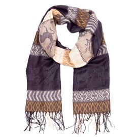Enzianblau Traditional Costume Scarf, Deer Motif, Costume Scarf, Scarf for Dirndl, Oktoberfest Scarf, Various Colours (Black), Black-black
