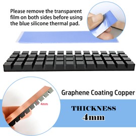 Hodyludy M.2 2280 SSD Heatsink Graphene Coating Copper Heat Sink Kit, 70x20x4mm Cooler Heat Sink + Silicone Based Thermal Pad for Cooling M.2 SSD, NVME SSD, SSD