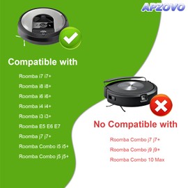 APZOVO Replacement Parts for iRobot Roomba E & I Series i7 i7+ i3 i3+ i4 i4+ i6 i6+ i8 i8+ E5 E6 E7, Replacement Accessories for Roomba i7 with 4 Rubber Brushes, 10 HEPA Filters, 10 Side Brushes, 1
