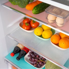 Bloss 9PCS Refrigerator Liners Mats Washable, Refrigerator Mats Liner Waterproof, Fridge Liners for Shelves, Cupboard Cabinet Drawer, 3 Color (White+Blue+Pink)