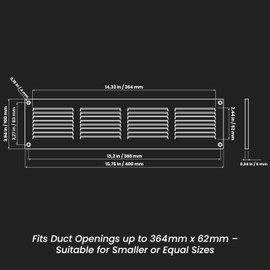 Repa Market Air Vent Cover 16x4 Inch (Outer Dimensions) Brown Galvanized Steel Louvered Grill Cover with Mesh Screen/Wall or Ceiling Vent/HVAC Register for Indoor and Outdoor Ventilation