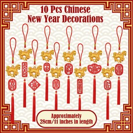 10 Pcs Chinese New Year Decorations Year of The Horse 2026 Decorations Lunar New Year Decorations for Home Room Office Kitchen Room Bedroom