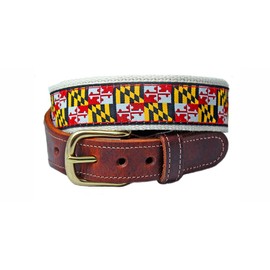 Maryland Flag Premium Leather Tab Belt (34)